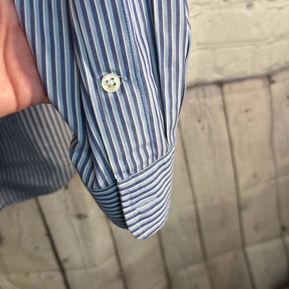 Ralph Lauren Mens Blake Blue Striped Button Down Long Sleeve Shirt size M - Picture 5 of 8